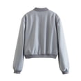 thumbnail image 4 of Women'S Cropped Varsity Jackets Long Sleeve Button Down Casual Coat with Pockets Outwear Gray S, 4 of 7