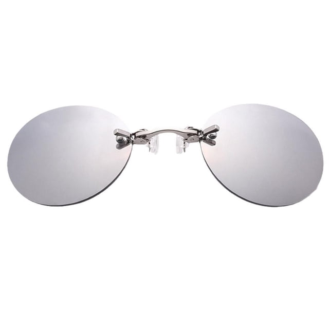 ZOUBAOQ Lunettes de Nez à Clipser pour Hommes Ultralégères Sans Monture Rétro Rondes à Clipser Lunettes de Soleil Vintage Mini Sans Monture UV400 pour Hommes