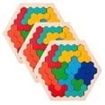 thumbnail image 1 of Rompecabezas Didacticos PuzzHex 3Pzas 14.6x12.8cm Madera Multicolor 3D Rompecabeza Hexagonal., 1 of 1