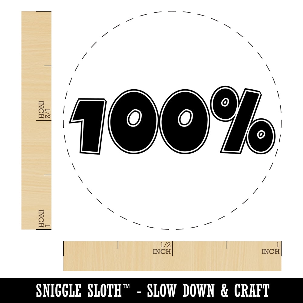 100 Percent Fun Text Self-Inking Rubber Stamp Ink Stamper - Pink Ink - Medium 1 Inch