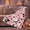 thumbnail image 6 of Cute Pink Pumpkin Black Cat decorative motif autumn celebration Pattern, Warm Flannel Blanket for Kitchen and Dining Room, Playful Pet Portrait Pattern, Cat Lovers autumn celebration Gift, 6 of 9