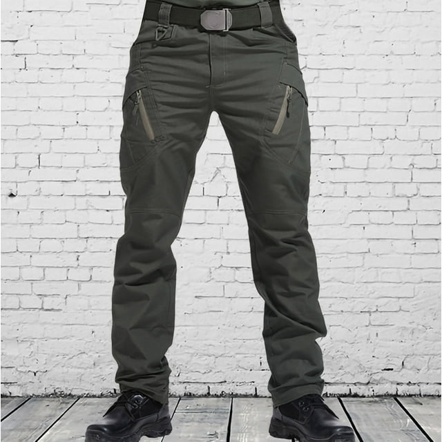 Leodye Pantalon de Randonnée Tactique pour Hommes avec Taille Élastique Léger Imperméable Pantalon de Travail Cargo de Combat Extérieur avec Multi-Poches Vert 6(m)