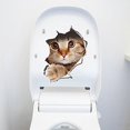 thumbnail image 2 of Paquete de 2 pegatinas para asiento de inodoro, baño, WC, un patrón de animal de gato súper adorable, vista 3D, pegatinas de pared de PVC, calcomanías decorativas, mural artístico, 2 of 5