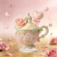 thumbnail image 4 of Regalo romántico de adorno de taza de té | Decoración acrílica en forma de corazón 15cm | Juego de tazas de té con temática de amor, platillo a juego, cuchara para remover | Acabado brillante, 4 of 4