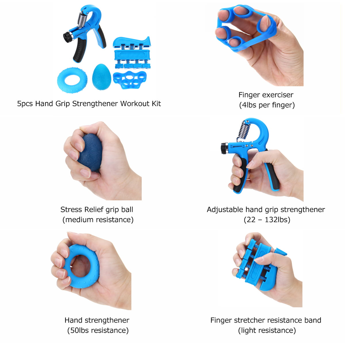 4X Finger Stretcher Hand Exercise Grip Strength Ring Resistance Band Training US 