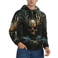 thumbnail image 2 of Honeii Vintage Ornate Skull Pattern Mens Hoodies Men's Loose Sleeve Sweatshirt,Pullover Hooded Sweatshirt for Men,Essentials Hoodie-Small, 2 of 7