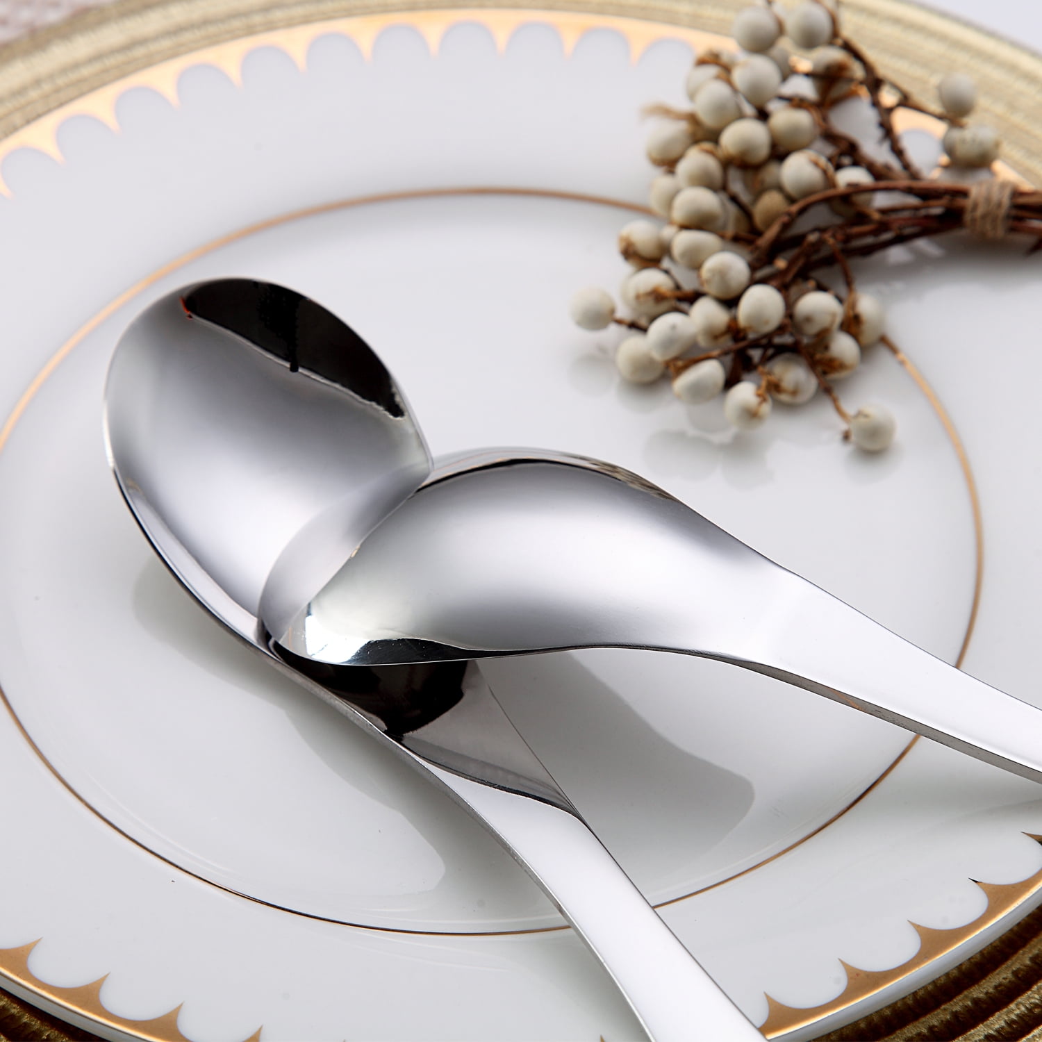 ReaNea, Soup Spoons, 6 Pieces, Stainless Steel Silverware Set