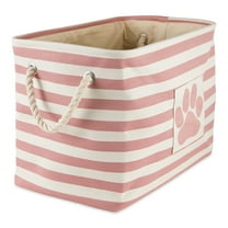 Bone Dry Pet Storage Collection Striped Paw Patch Bin, Rose, Medium Rectangle