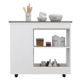thumbnail image 2 of FM FURNITURE Arizona 39"W Engineered Wood Kitchen Cart in White/Dark Brown, 2 of 7