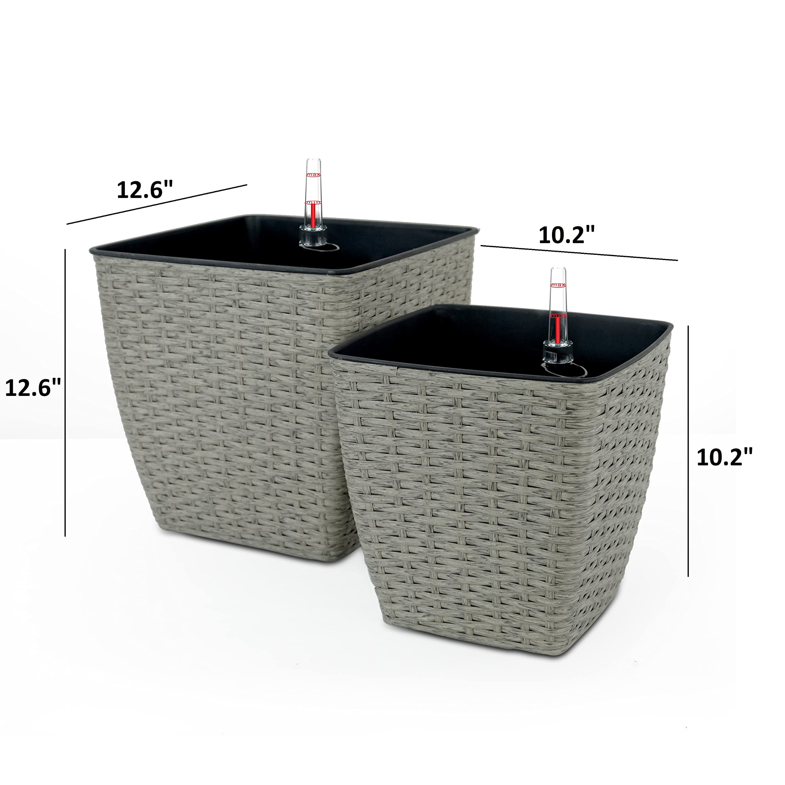 2 pack Self-watering Planter - Hand Woven Wicker
