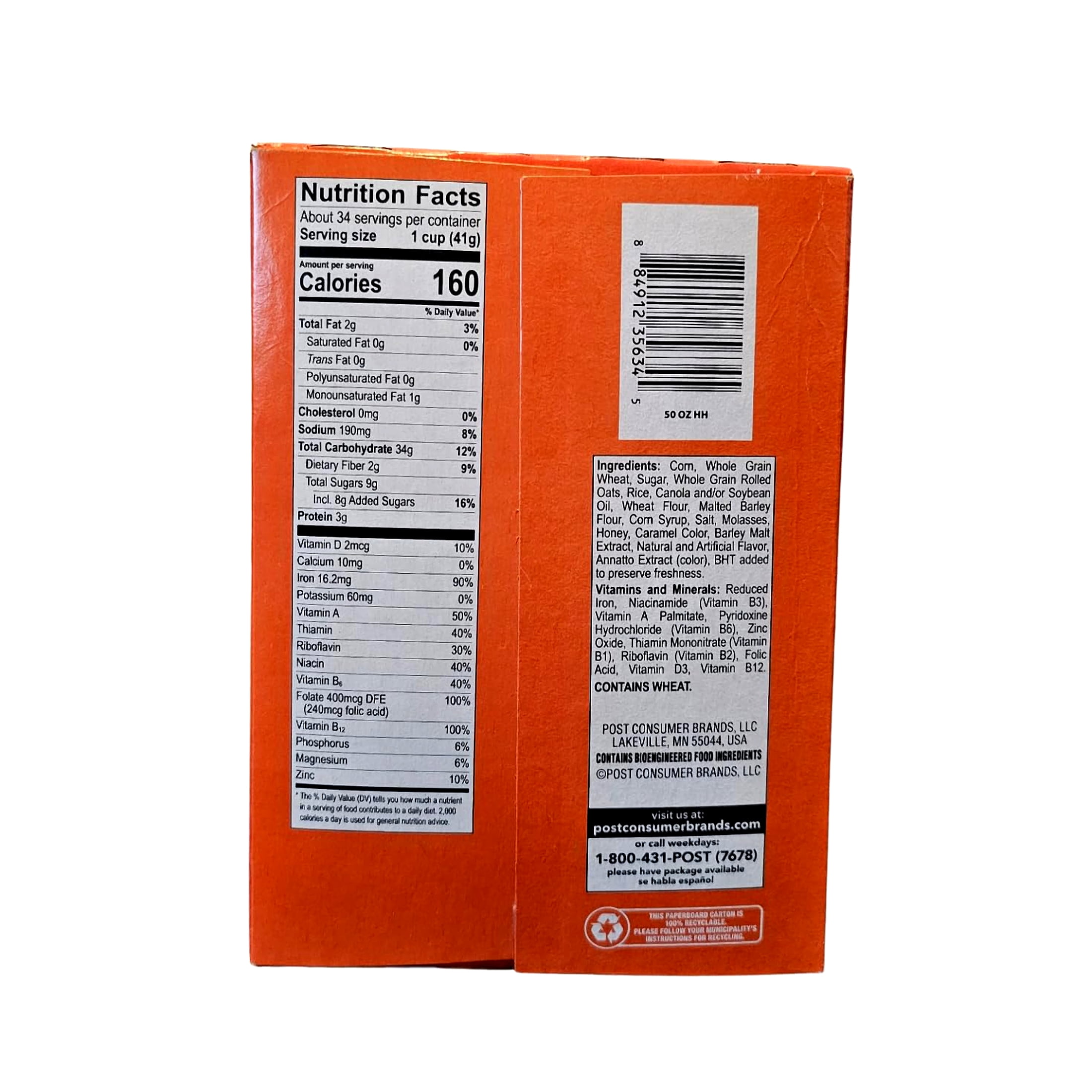 Post Honey Bunches of Oats Honey Roasted Breakfast Cereal, 50 OZ Cereal Box