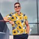 thumbnail image 4 of Fotbe Blue Striped Sunflower Camiseta Polo de Golf para Hombre con Estampado – Camisa Deportiva Transpirable con Cuello Abotonado-4X-Large, 4 of 6