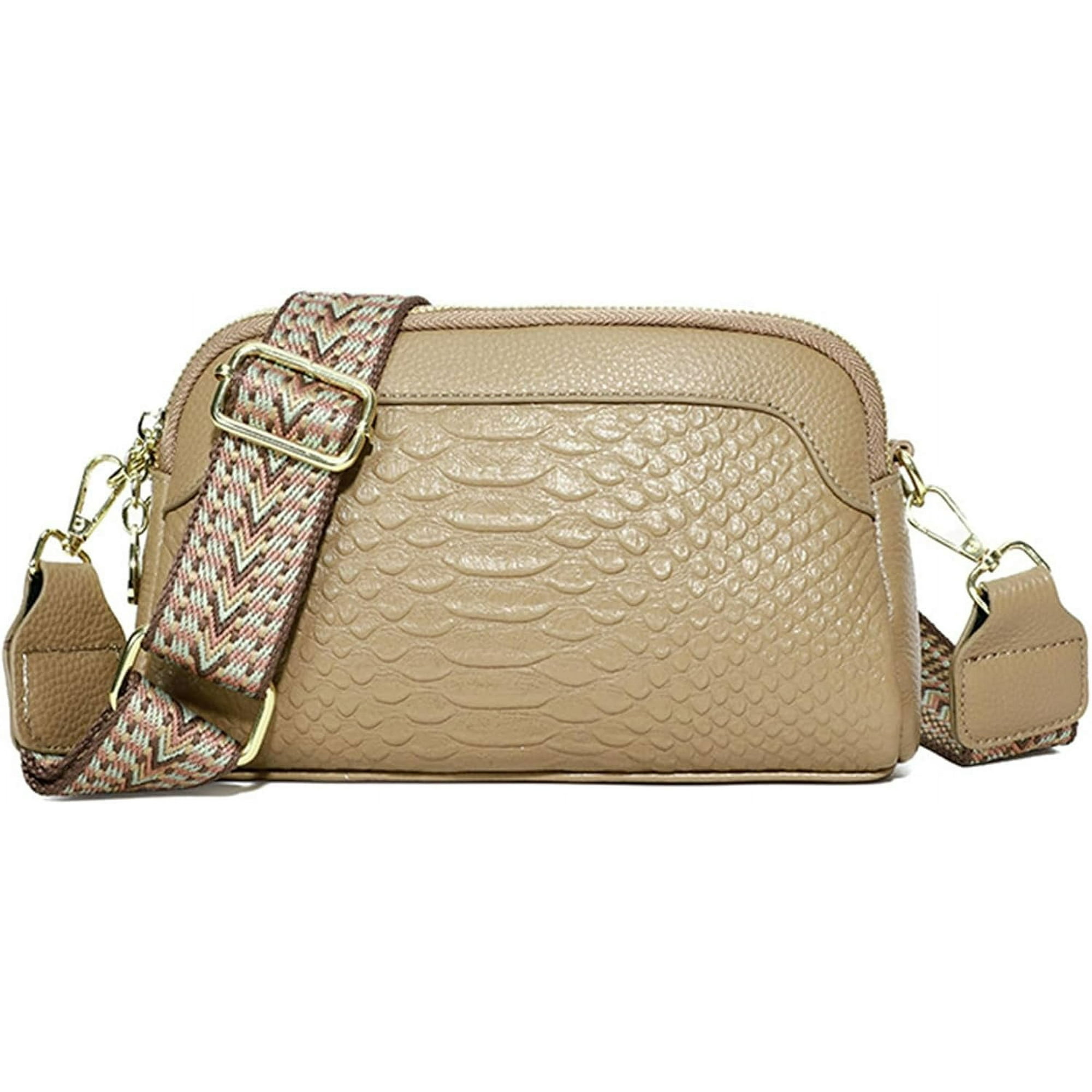 Veeki Crocodile Crossbody Purse Portable Leather Crossbody Purses Adjustable Strap Crossbody Bag Small Satchel Crossbody Purse Single Shoulder
