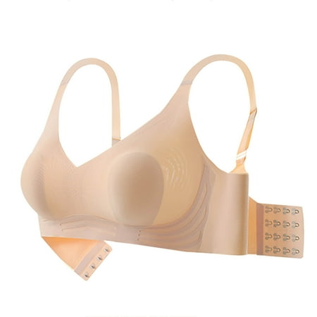 Mrasaso Free Shipping! Womens Cotton Underwear Women Nylon Bra Fashion Women s Large Size Solid Color Wireless BraSoft Support for Comfortable Everyday Wear(1pc Underwear) Beige|3XL