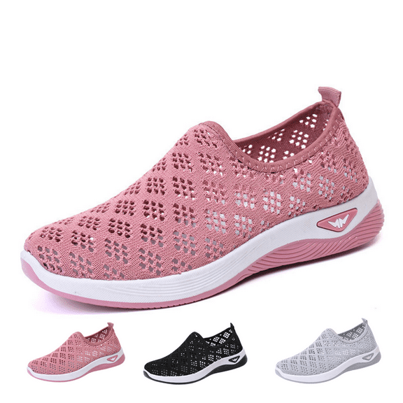 CHICVOMEY Women's Slip-On Walking Shoes Breathable Mesh Sneakers with Cushioned Insole Non-Slip Soft Sole for Work Travel Standing All Day Lightweight Wide Toe Comfort Loafers for Women