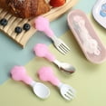 thumbnail image 2 of 2pcs Toddler Spoons and Forks Cat Claw Childrens Safe Flatware for Self Feeding Learning, 2 of 4