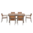 thumbnail image 6 of 7 Piece Extendable Patio Dining Sets, All-Weather Outdoor Dining Sets with 83-inch Expandable Wood Dining Table and 6 Armchairs for Porch, Backyard, Camel, 6 of 9
