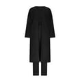 thumbnail image 4 of Women's Fuzzy 3-Piece Lounge Sweatsuit - Open Front Cardigan + Spaghetti Strap Crop Tank + High-Waisted Wide Leg Pants, Warm Plush Pajama/Loungewear Outfit, 4 of 9