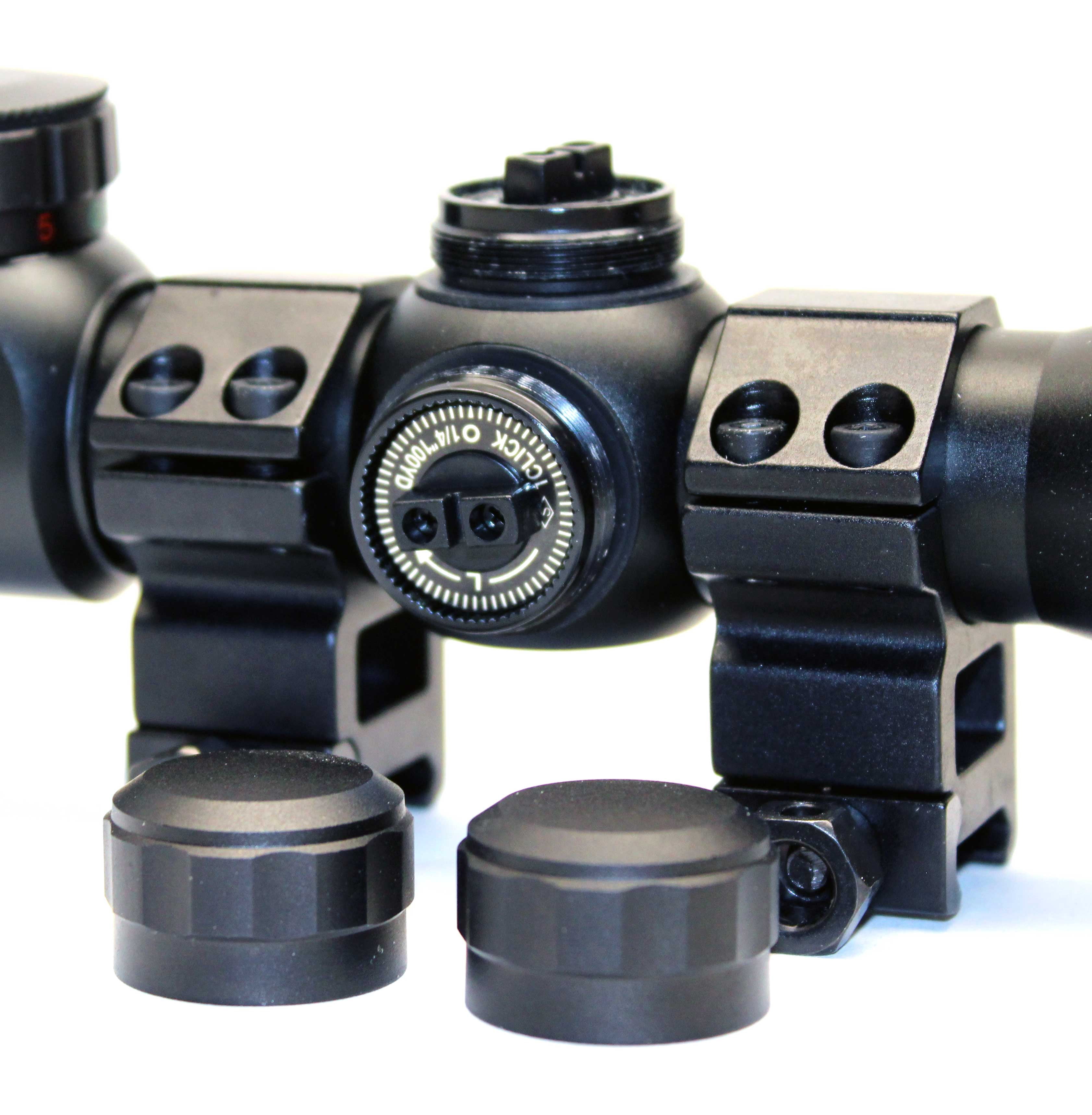 Trinity 4x32 hunting scope Illuminated red green reticle picatinny rail style aluminum black.