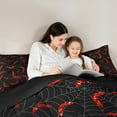 thumbnail image 5 of jejeloiu Spooky Halloween Bat Queen Comforter Set,Trick Or Treat Bedding Sets,Red Black Bedding Comforter Set For Children,Microfiber Bedroom Decor Reversible,3-Piece, 5 of 8