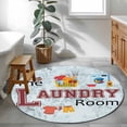 thumbnail image 4 of 3ft Round Rug, Laundry Room Non-Skid Rubber Backing Large Area Rugs - Living Room Bedroom Home Office, Blue Cartoon Washing Machine Clothes Indoor Floor Mat Carpets Washable Rug, 4 of 9