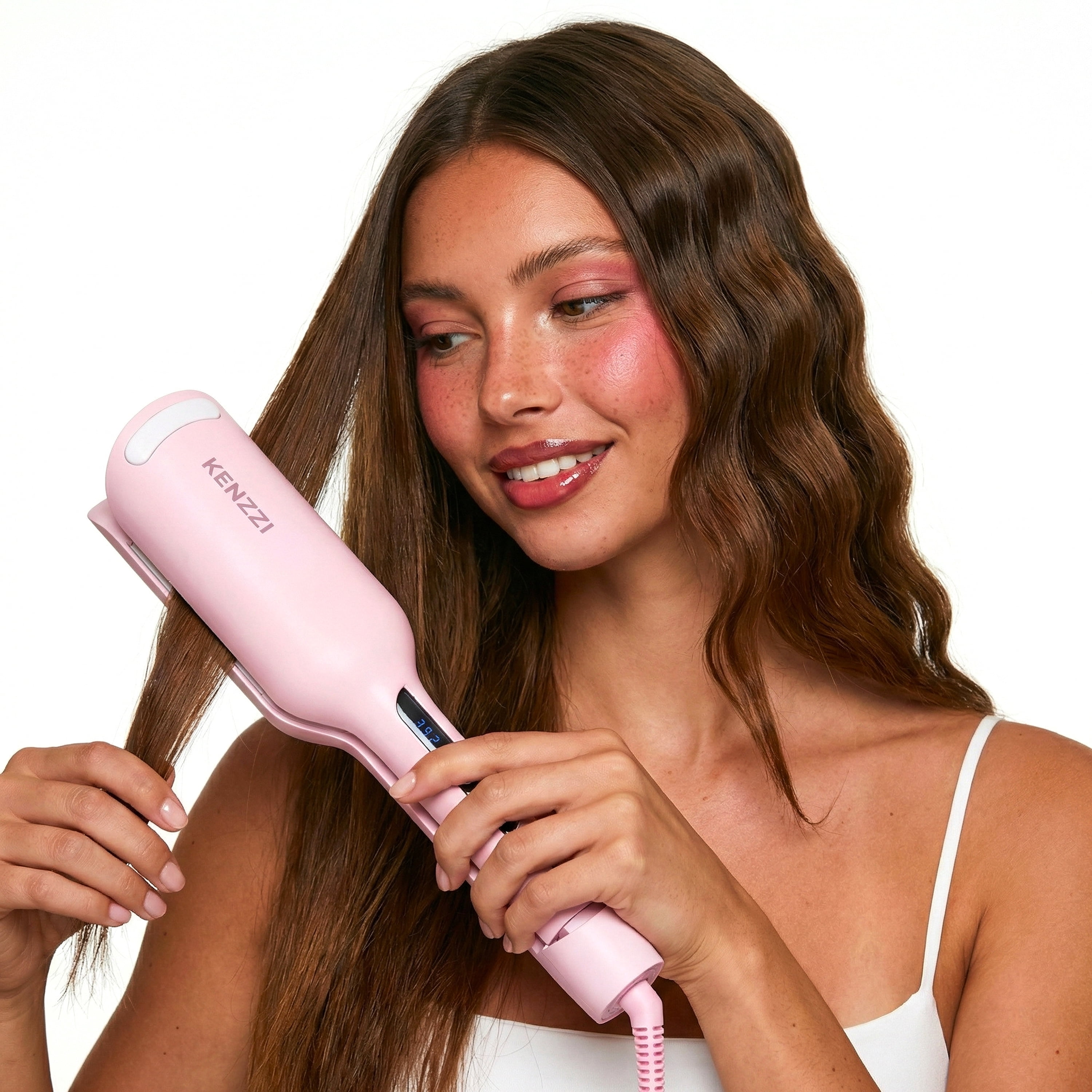 KENZZI Wave Styler 2-Barrel Hair Waver, 1.25 in, 6 Heat Settings
