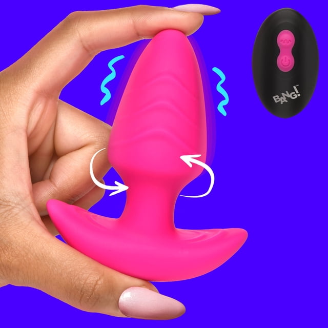Bang! Bouchon Fessier Effilé Rotatif et Vibrant avec Télécommande - Pink