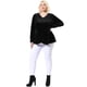 thumbnail image 3 of Women's Plus Size V Neck Tulip Hem Long Sleeve Peplum Velvet Tops Black 3X, 3 of 7
