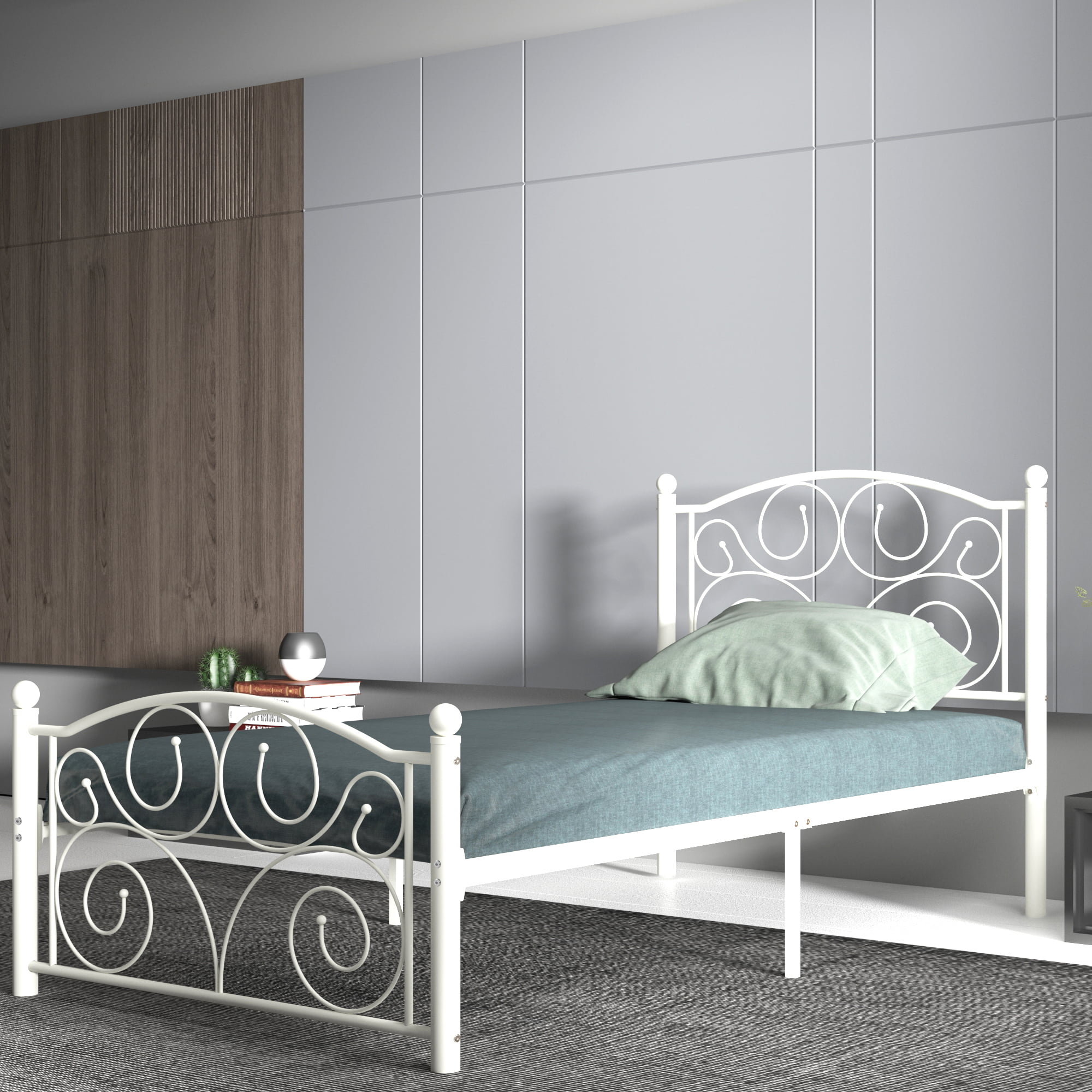 En Casa ® Metal Bed 120x200cm White Bed Frame Design Bed Bedroom Metal 