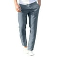 thumbnail image 3 of Mens Linen Pants Casual Drawstring Elastic Waist Straight Leg Pants Lightweight Solid Baggy Lounge Trousers, 3 of 5