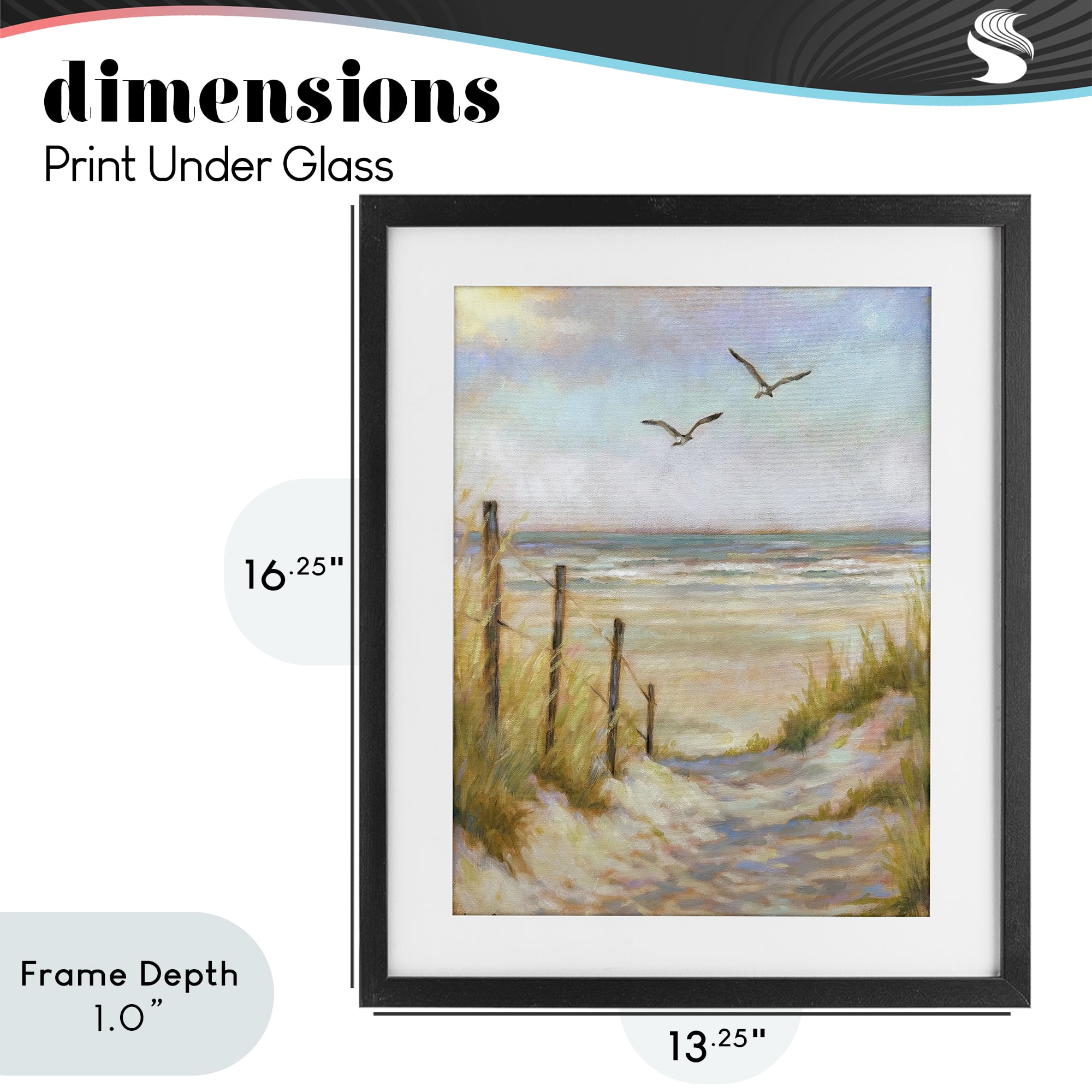 Stupell Industries Tranquility Beach Coastal Path Black Framed Print Under Glass, design by Linda Sperruzzi