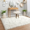 thumbnail image 2 of Ghouse Rectangular White Area Rug 4x6 feet, Thick and Fluffy Faux Sheepskin Machine Washable Rectangular Plush Carpet, Faux Sheepskin Rug for Living Room, Bedroom, Kids Room, 2 of 6