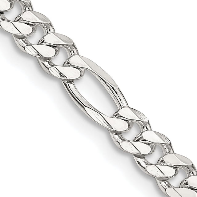 925 Sterling Silver 4.5mm Figaro Chain Necklace Pendant Charm