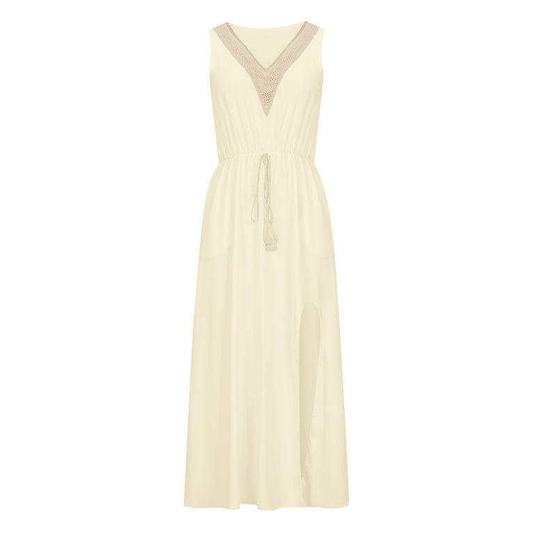 fit and flare slip dress Tie Strap Fit & Flare High Slit Slip Midi Dress main image 1