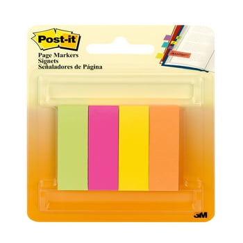 Post-it Page Markers, Assorted Colors , 1/2" x 2", 4 Pads