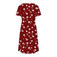 thumbnail image 5 of GaThRRgYP Casual Floral Print Short Sleeve Dress,Women's Fashion Summer Print Short-sleeved V-neck Casual Dress Wine S, 5 of 8