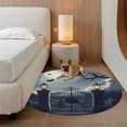 thumbnail image 2 of Halloween Round Area Rug 4Ft Washable Circle Rugs for Bedroom Dining Room, Horror Graveyard Manor Moonlight Lightning Non-Slip Carpet Floor Mats Indoor Outdoor Carpet Runner Aesthetic Home Decor, 2 of 8