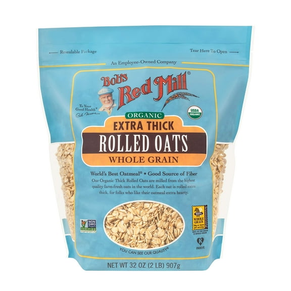 Organic Extra Thick Rolled Oats - Nutritious & Delicious! 3-Pack of 32 Ounce Bags by Bob's Red Mill