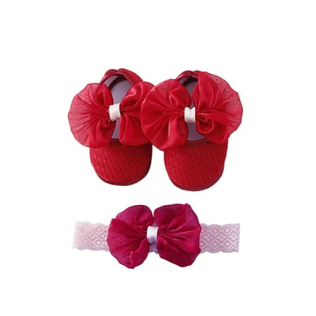 

Colisha Newborn Mary Jane Flats Prewalker First Walkers Shoe Soft Sole Baby Shoes Wedding Lightweight Loafers Bowknot Princess Flat Wine Red 4C