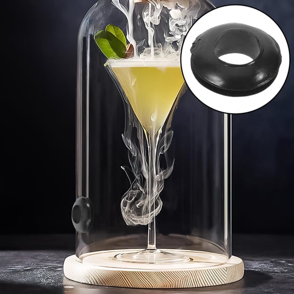 OUNONA Glass Cloche Smoke Injector, Black, Silicone, Rich Flavor, Visual Appeal, 5Pcs