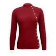 thumbnail image 3 of Itsame Knitted Sweater Women Long Sleeves Sweatershirt Crew Neck Solid Color Button Sweatshirts Wine Size S, 3 of 4