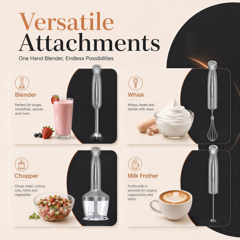 LINKChef 1000W 5-in-1 Immersion Blender, Stainless Steel photo 4