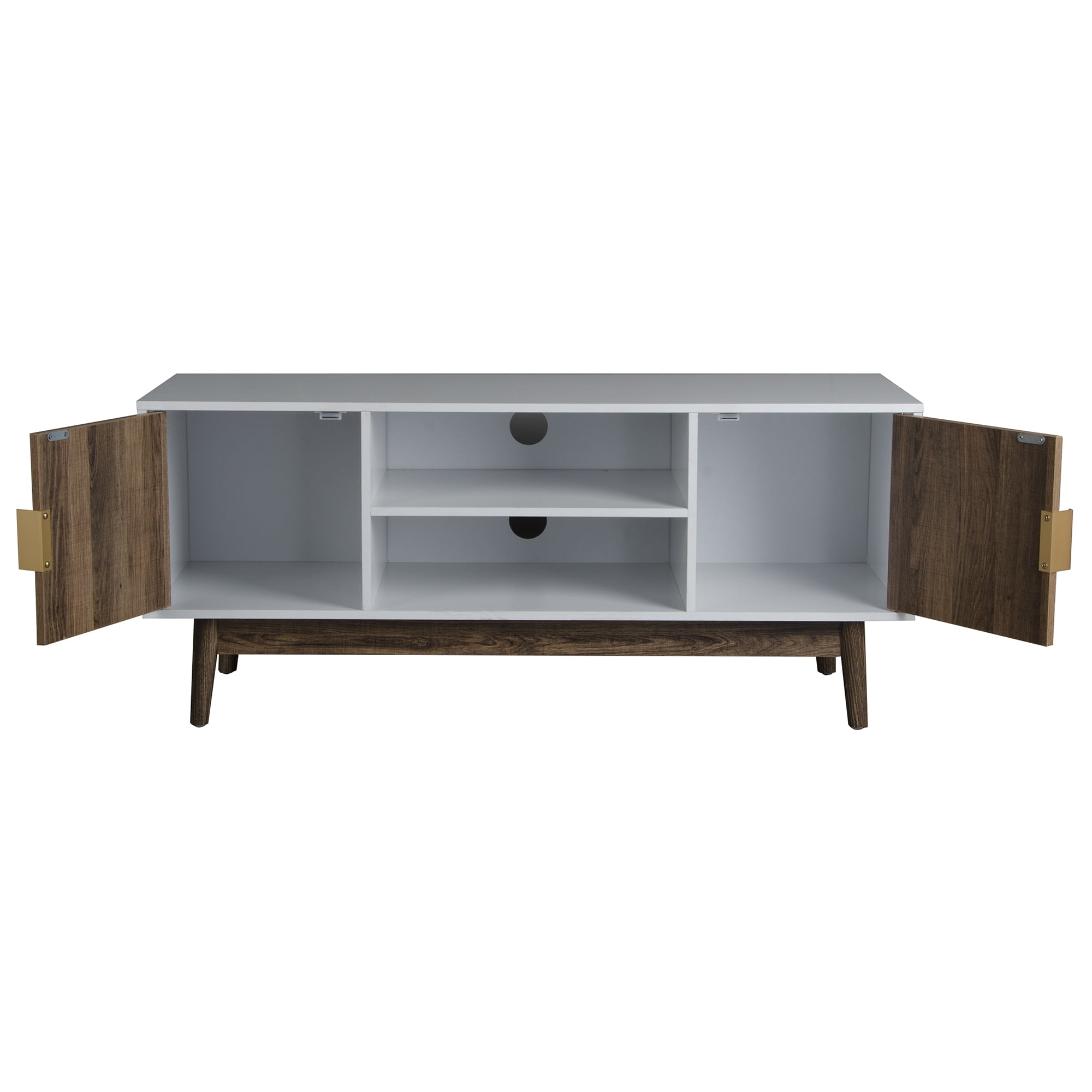 Kadyn TV Stand, Modern Entertainment Center for 51 inch TV, TV Stand Console with 2 Doors, Natural