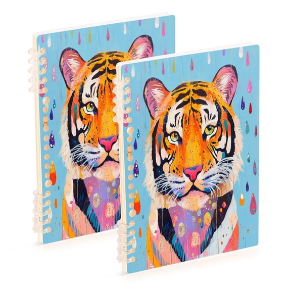 Notebook 8.3x5.7x0.4 Inch One Sizex1 Journey Note Diary Hardcover Notebook 60 Pages,80g Paper Writing Smooth and Not Easy to Break Tigers and Raindrops