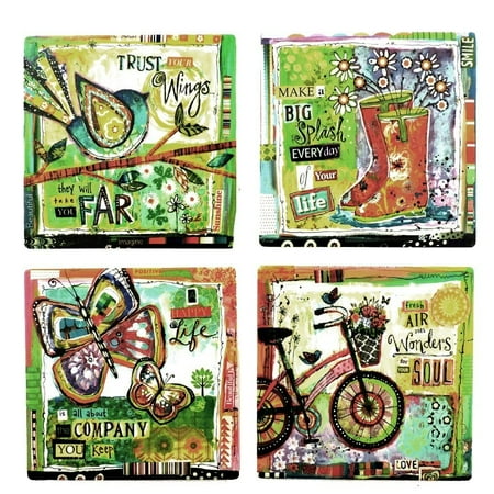 Tumbled Tile Coasters Set Of 4 Silver Fever Coffee Cup Drinks Wine Tumbled Tile Coasters Set Of 4 Silver Fever Coffee Cup Drinks Wine Cork Back Non Slip Coaster Vintage Bike Hy Life