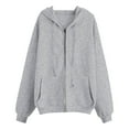 thumbnail image 4 of Kaprioy Womens Zip Up Hoodies Oversized Sweatshirts Fall School Fashion Clothes Casual Jackets 2025 Winter Clothes Grey, XL, 4 of 5