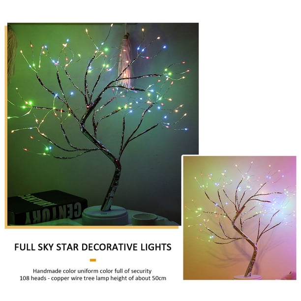 Luz Luz de árbol de bonsái de mesa de 20 pulgadas, lámpara de alambre de cobre de 108 LED (RGB)