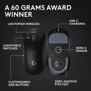Logitech G Pro X Superlight 2 Lightspeed Wireless Gaming Mouse, Lightweight, Black
