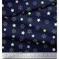 thumbnail image 3 of Soimoi Blue Heavy Satin Fabric Snow Flakes & Star Printed Fabric 1 Yard 54 Inch Wide, 3 of 3