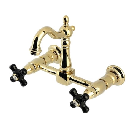 Duchess Two-Handle Wall Mount Kitchen Faucet, Polished Brass